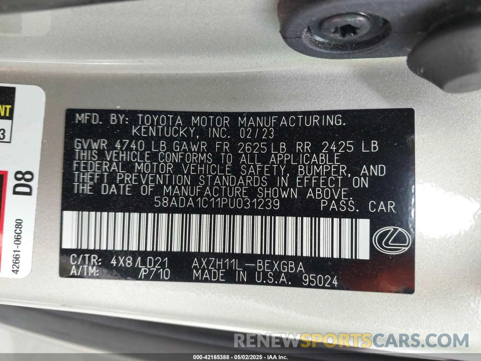 9 Photograph of a damaged car 58ADA1C11PU031239 LEXUS ES 300H 2023