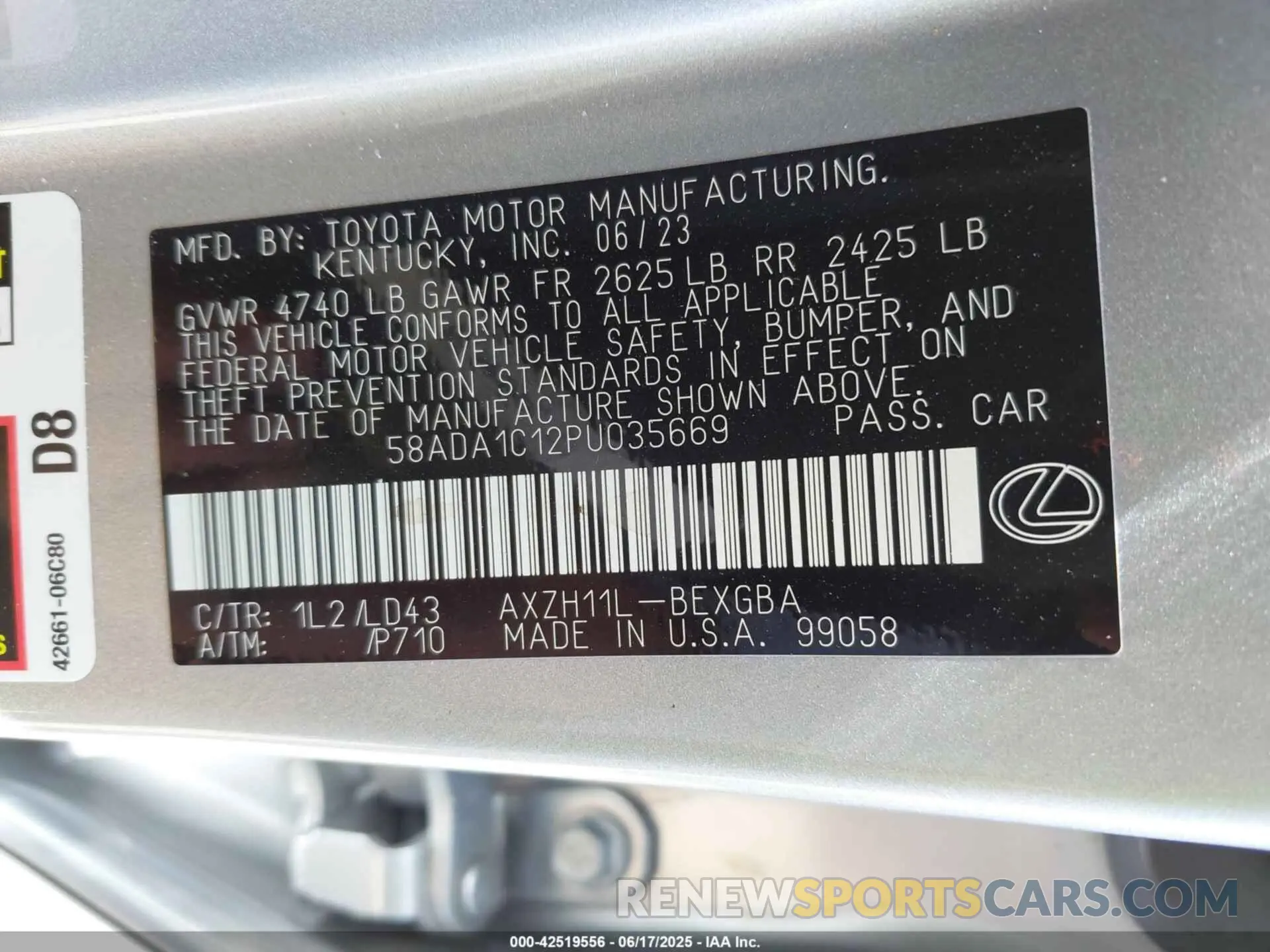9 Photograph of a damaged car 58ADA1C12PU035669 LEXUS ES 300H 2023
