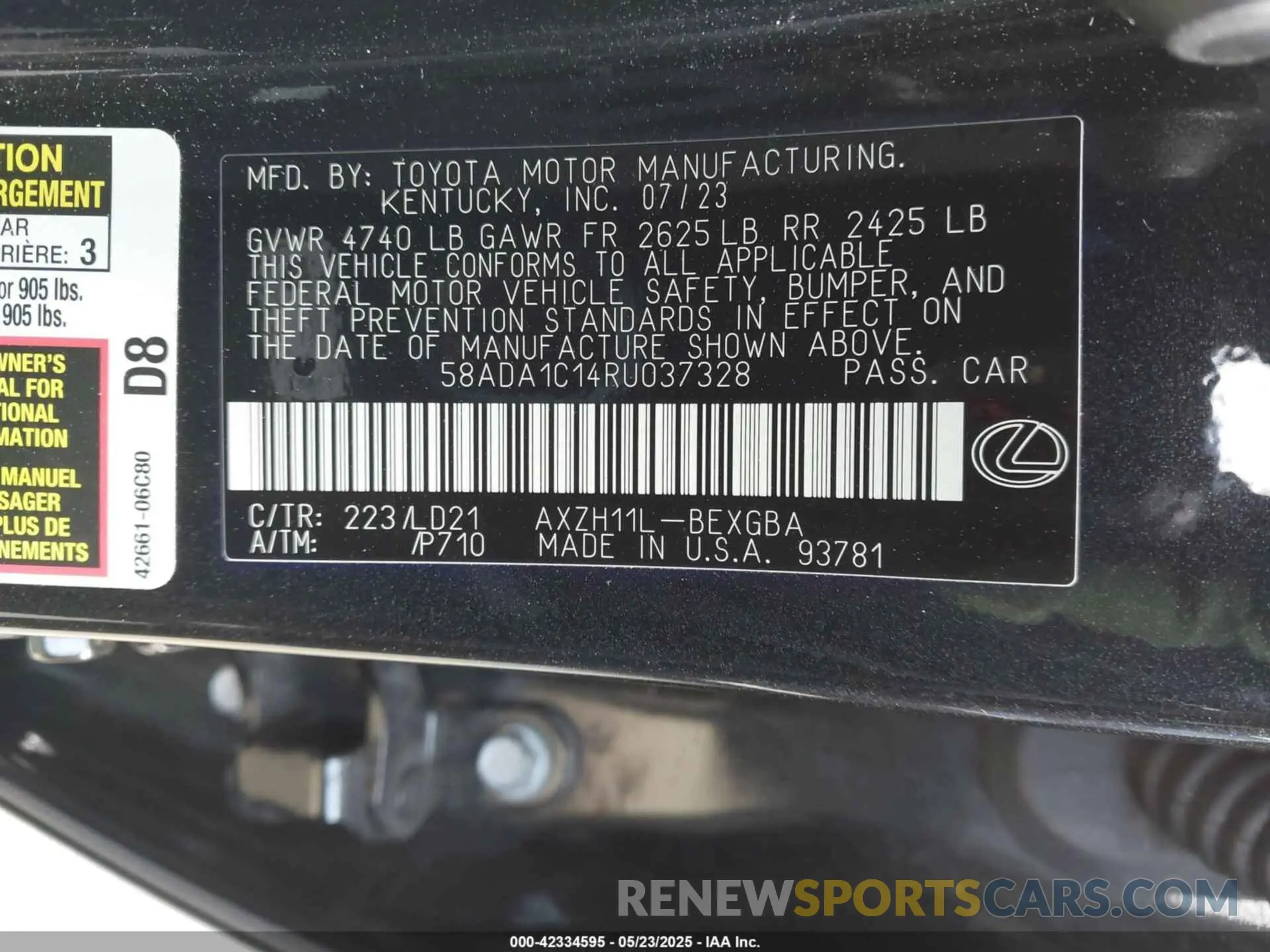 9 Photograph of a damaged car 58ADA1C14RU037328 LEXUS ES 300H 2024
