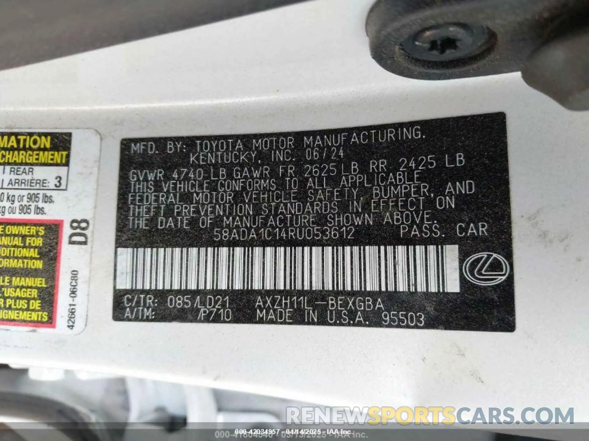 9 Photograph of a damaged car 58ADA1C14RU053612 LEXUS ES 300H 2024