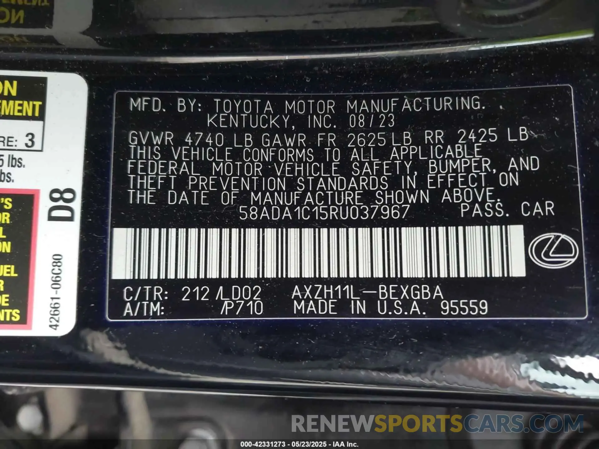 9 Photograph of a damaged car 58ADA1C15RU037967 LEXUS ES 300H 2024