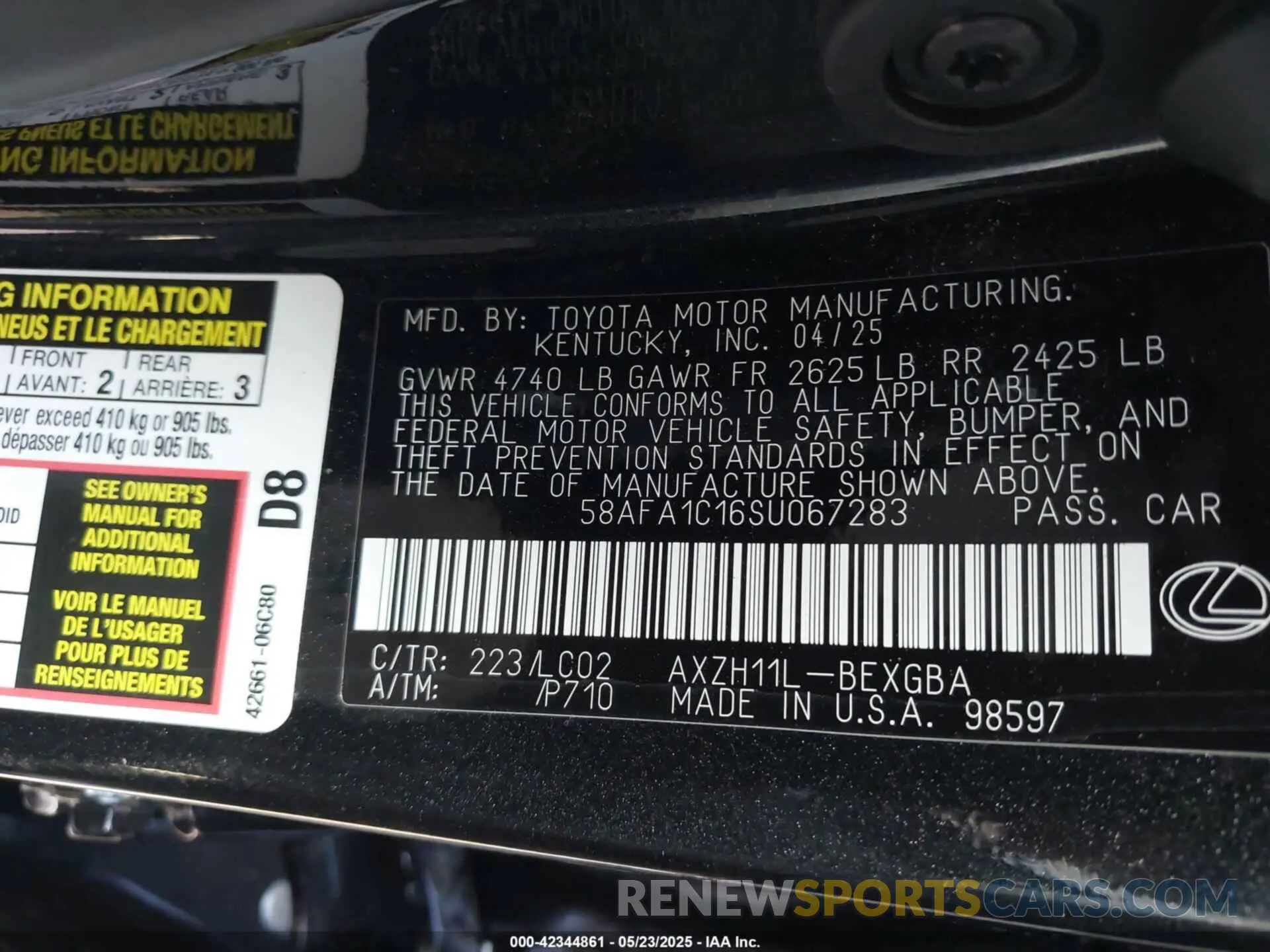9 Photograph of a damaged car 58AFA1C16SU067283 LEXUS ES 300H 2025