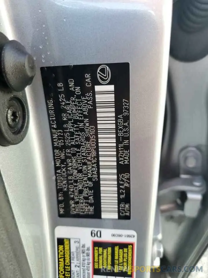 13 Photograph of a damaged car 58ABA1C18PU035103 LEXUS ES 300H F 2023