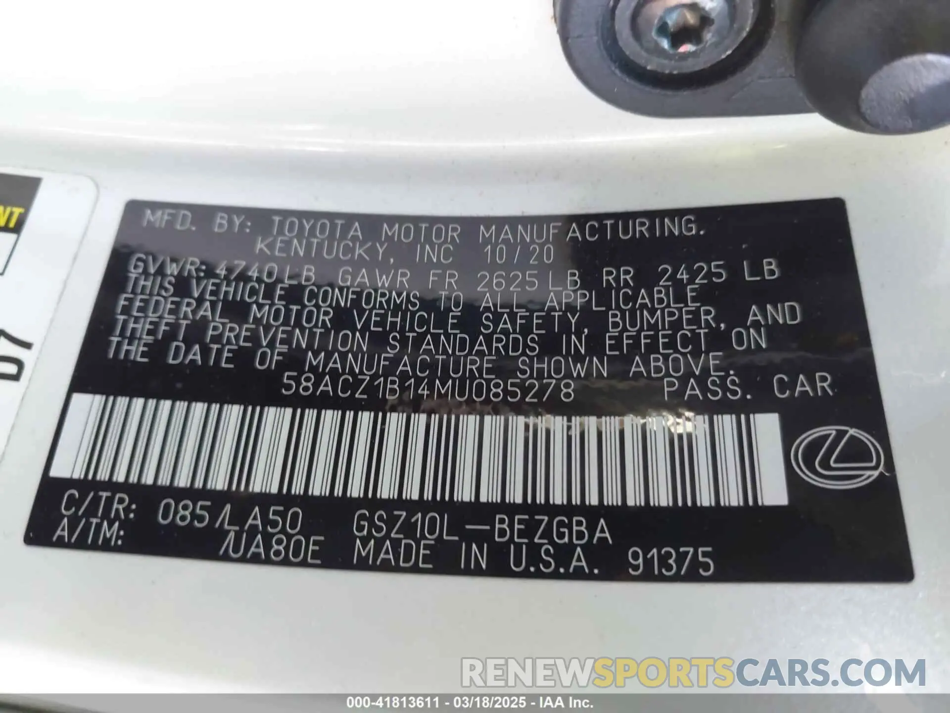 9 Photograph of a damaged car 58ACZ1B14MU085278 LEXUS ES 350 2021