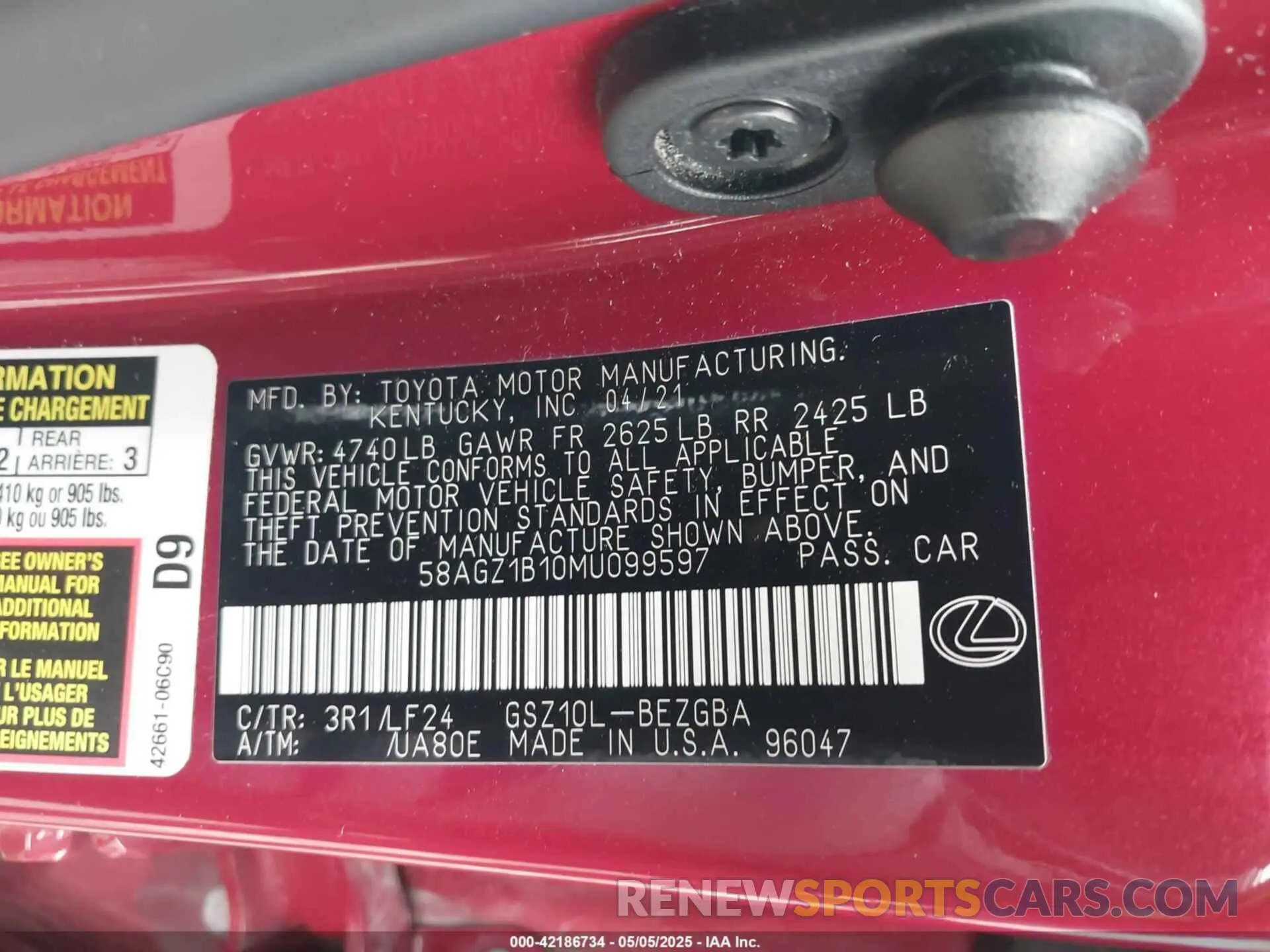 9 Photograph of a damaged car 58AGZ1B10MU099597 LEXUS ES 350 2021