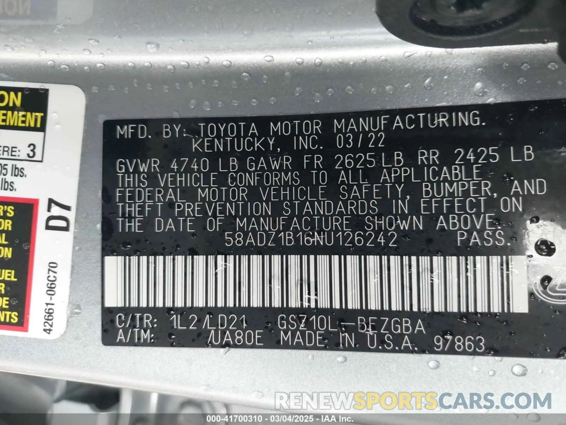 9 Photograph of a damaged car 58ADZ1B16NU126242 LEXUS ES 350 2022