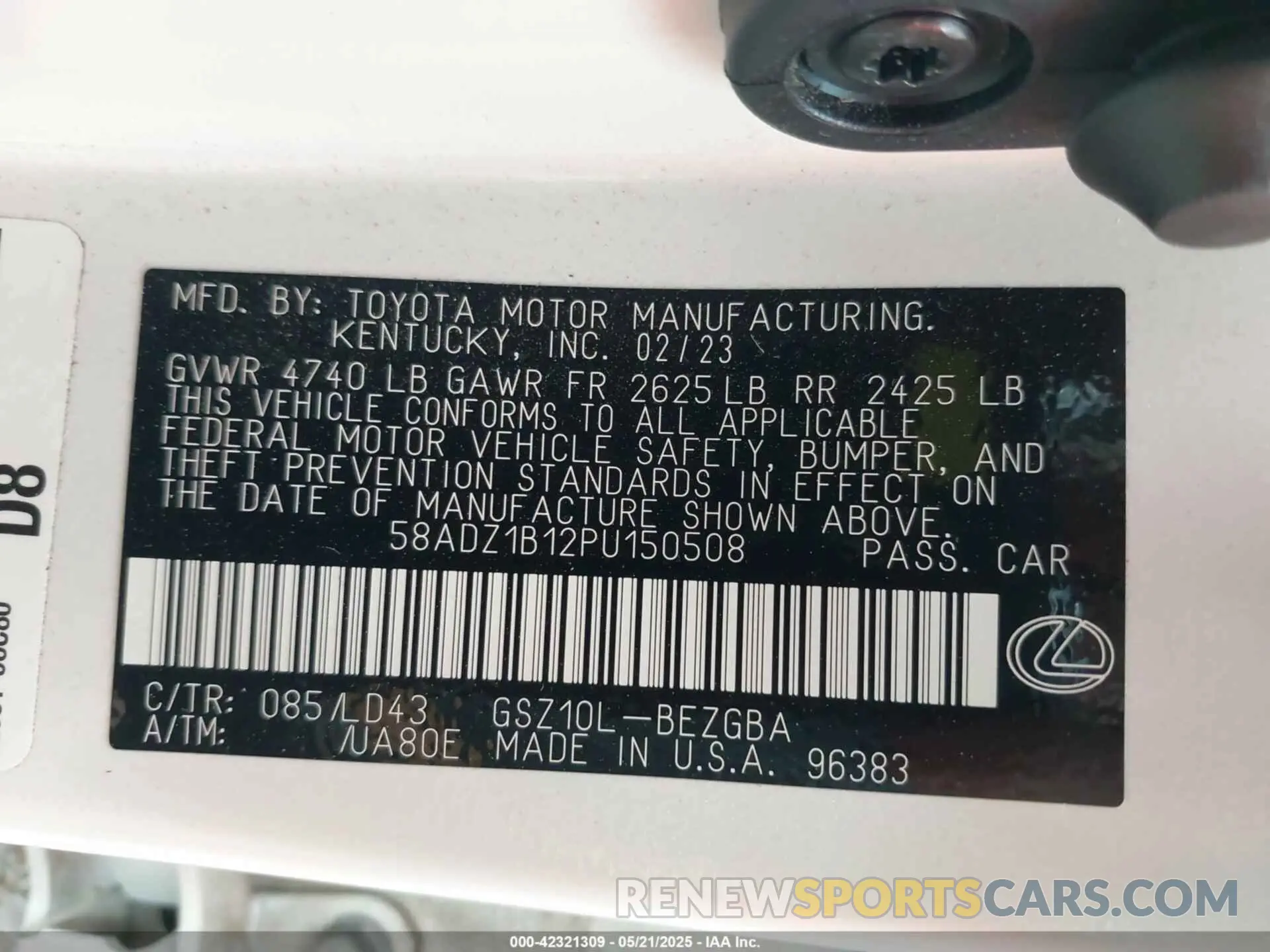 9 Photograph of a damaged car 58ADZ1B12PU150508 LEXUS ES 350 2023