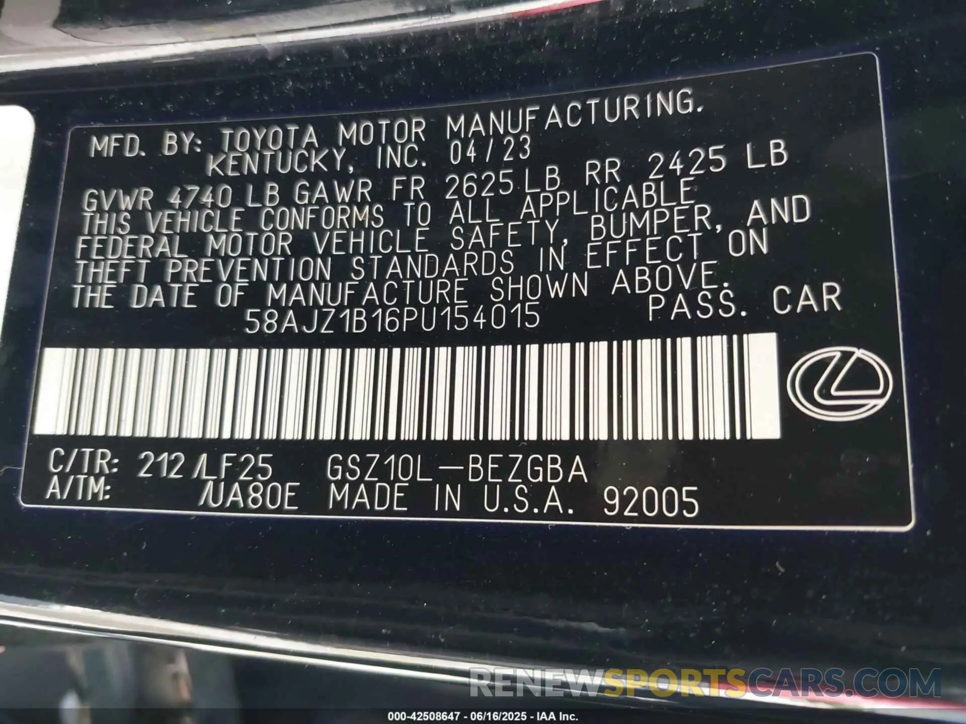 9 Photograph of a damaged car 58AJZ1B16PU154015 LEXUS ES 350 2023