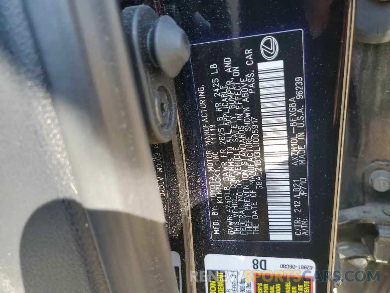 13 Photograph of a damaged car 58AE21B13LU005917 LEXUS ES300 2020