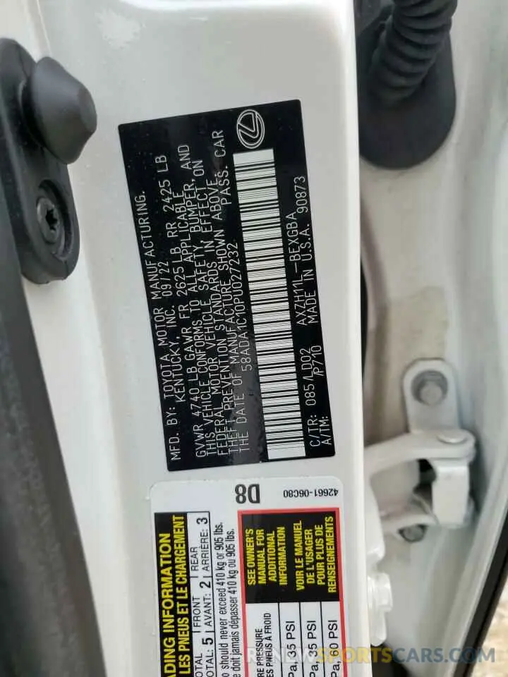 13 Photograph of a damaged car 58ADA1C10PU027232 LEXUS ES300 2023