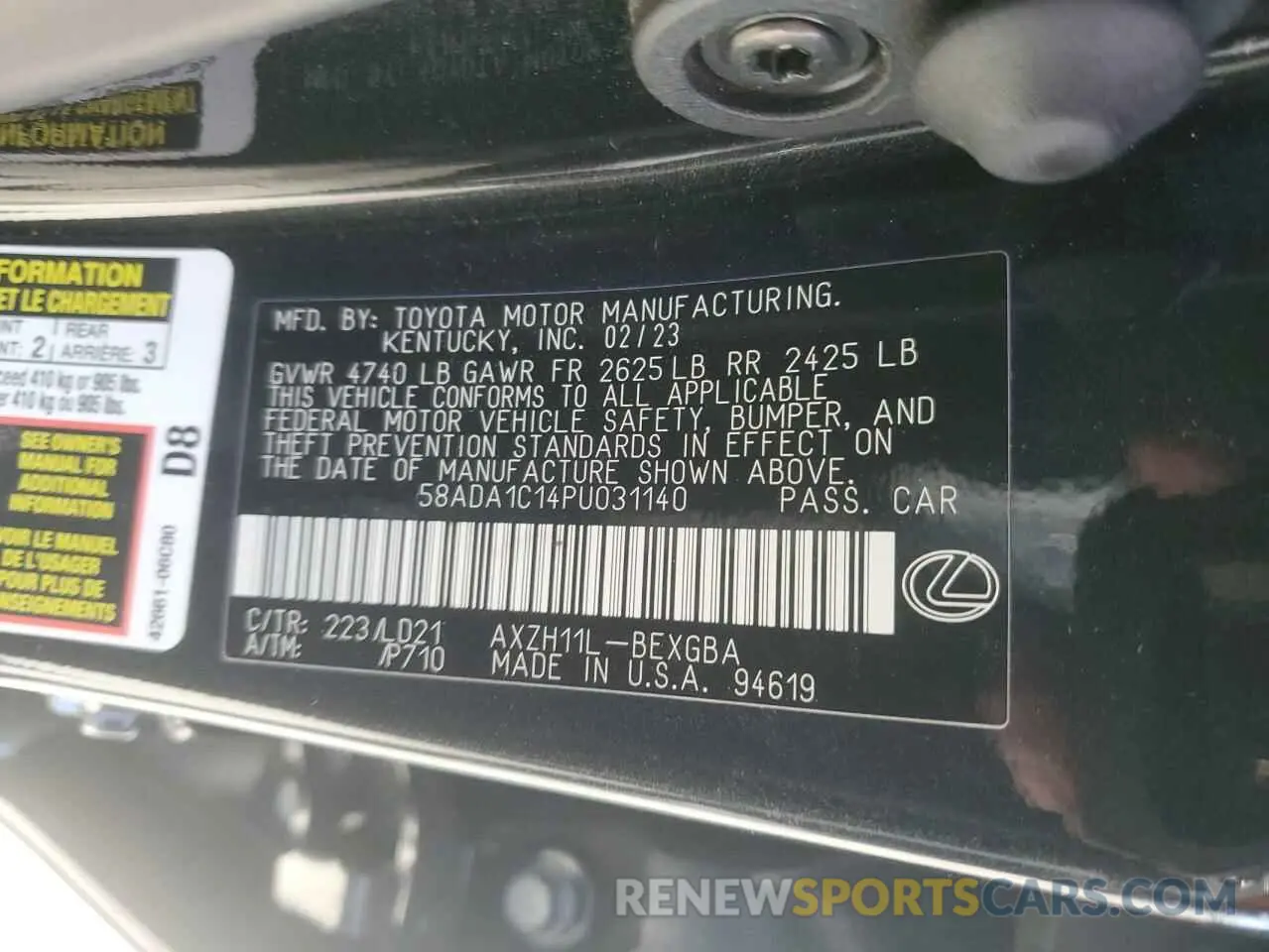 13 Photograph of a damaged car 58ADA1C14PU031140 LEXUS ES300 2023