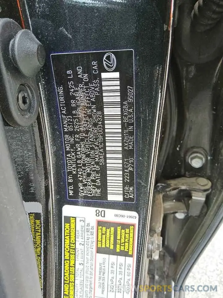 12 Photograph of a damaged car 58AEA1C19PU034328 LEXUS ES300 2023