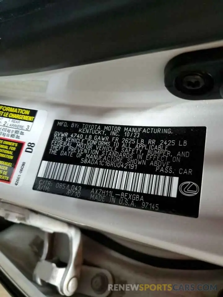 13 Photograph of a damaged car 58ADA1C16RU042191 LEXUS ES300 2024