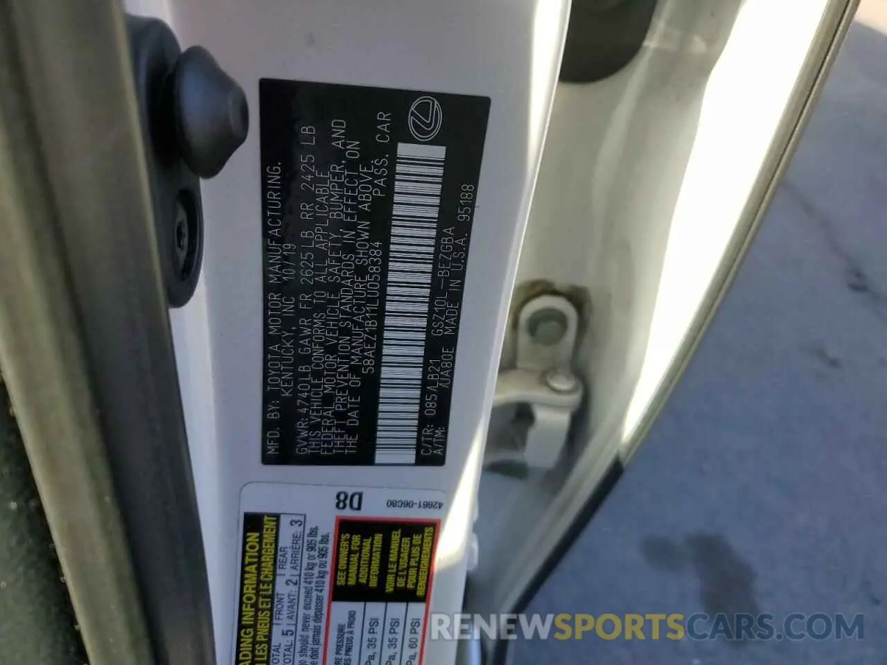 15 Photograph of a damaged car 58AEZ1B11LU058384 LEXUS ES350 2020