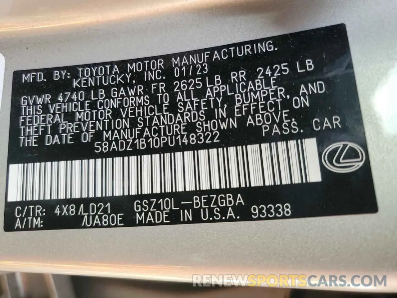 13 Photograph of a damaged car 58ADZ1B10PU148322 LEXUS ES350 2023