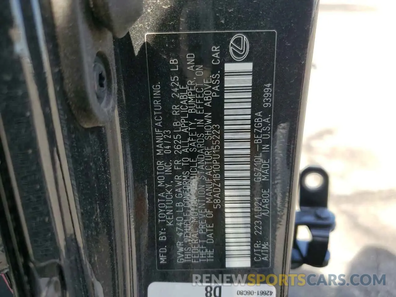 12 Photograph of a damaged car 58ADZ1B10PU155223 LEXUS ES350 2023