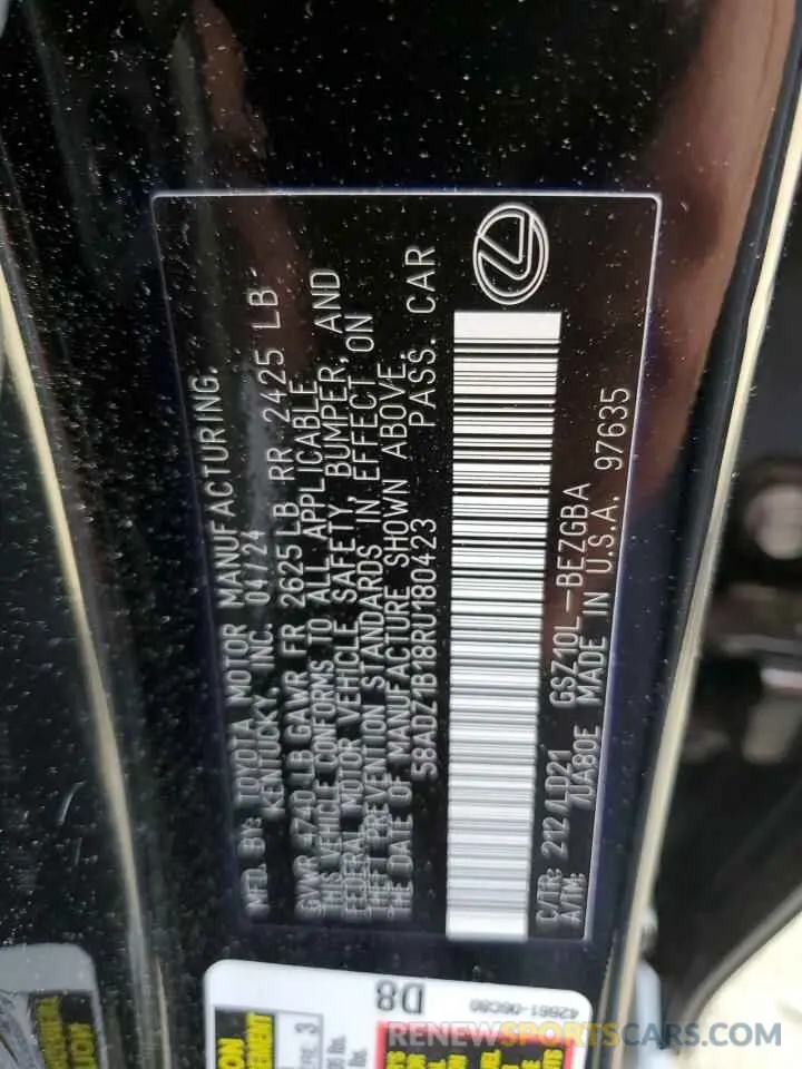 13 Photograph of a damaged car 58ADZ1B18RU180423 LEXUS ES350 2024