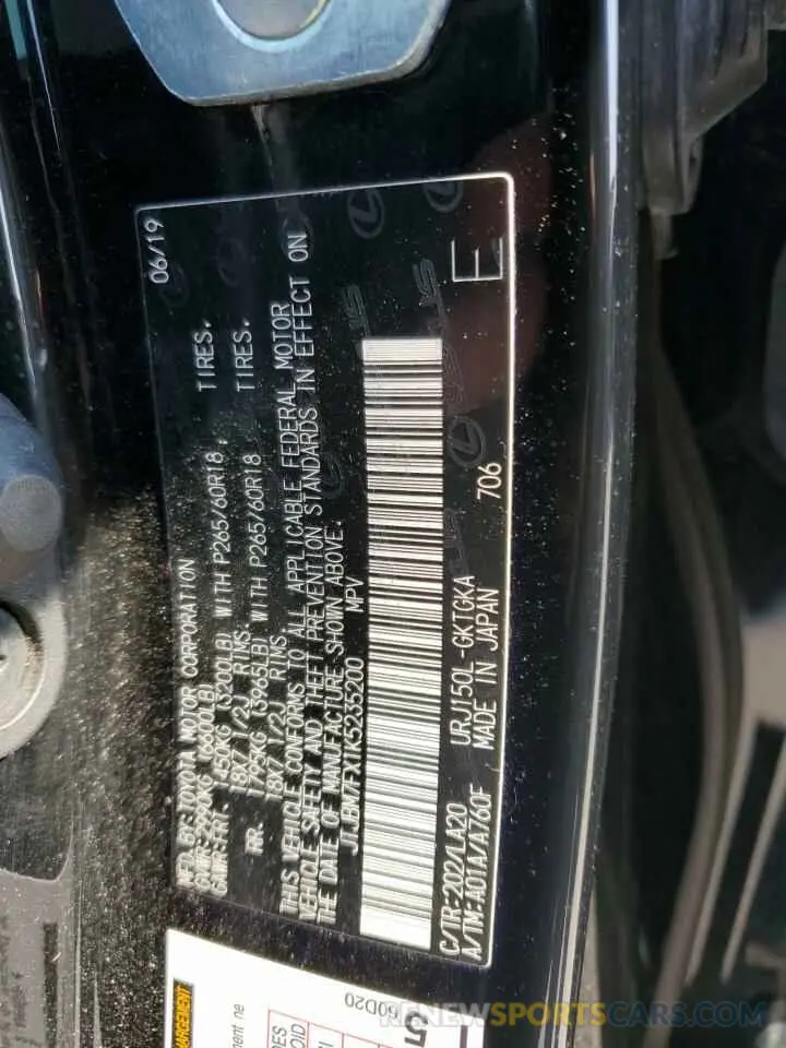 13 Photograph of a damaged car JTJBM7FX1K5235200 LEXUS GX 2019