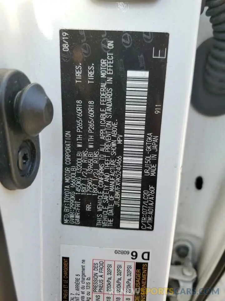 13 Photograph of a damaged car JTJBM7FX9K5240466 LEXUS GX 2019