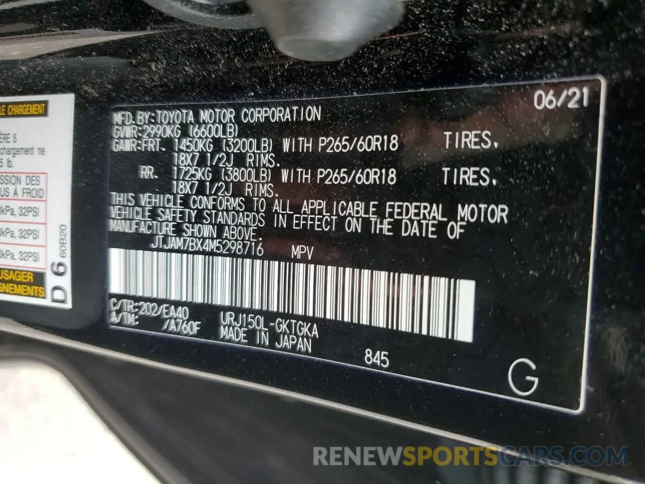 13 Photograph of a damaged car JTJAM7BX4M5298716 LEXUS GX 2021