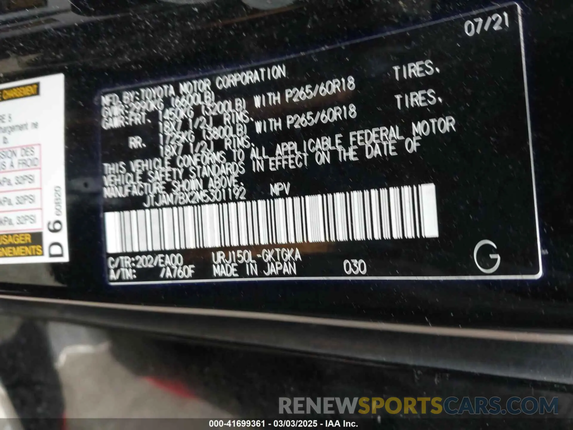 9 Photograph of a damaged car JTJAM7BX2M5301192 LEXUS GX 460 2021