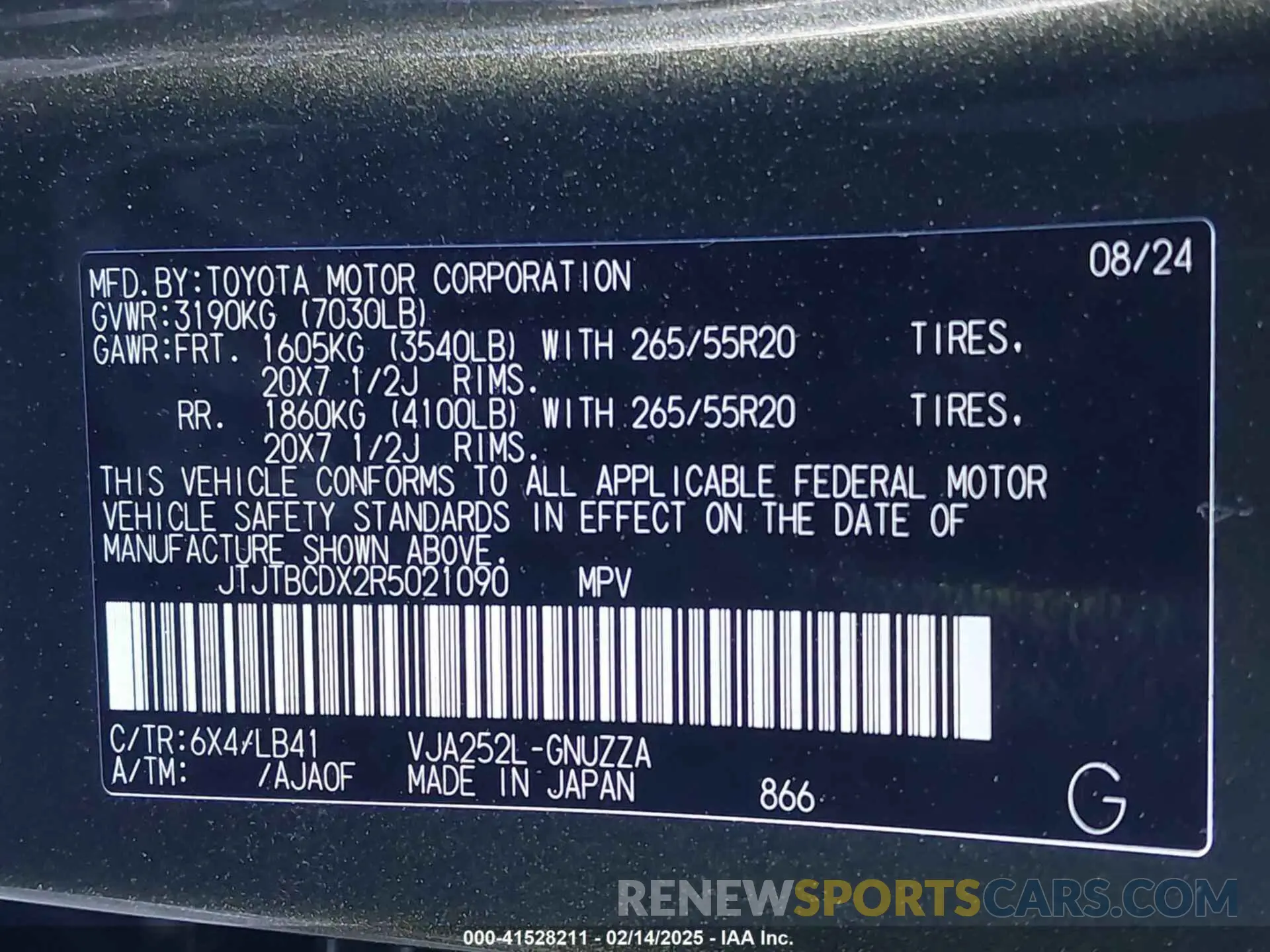 9 Photograph of a damaged car JTJTBCDX2R5021090 LEXUS GX 550 2024