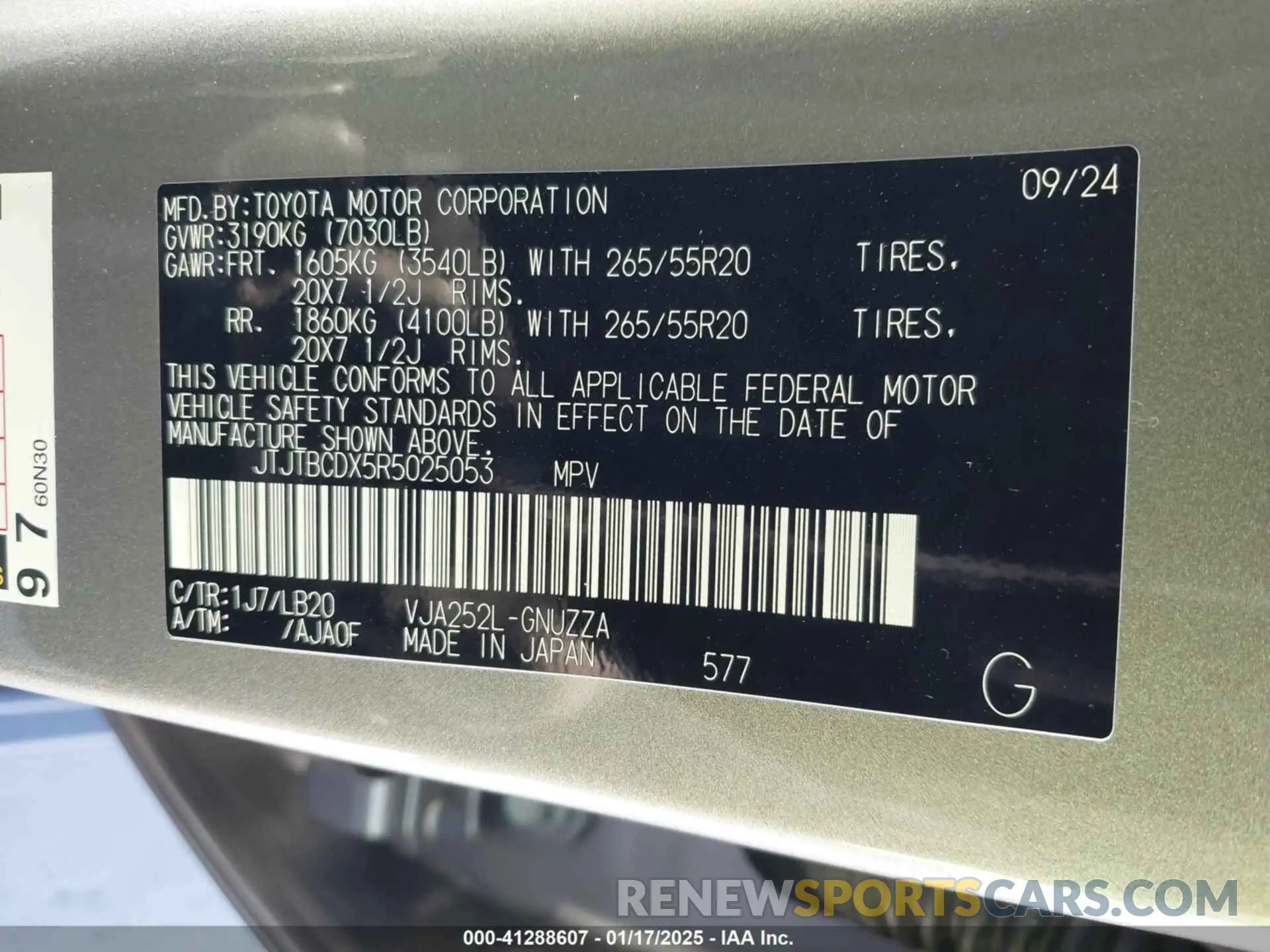 9 Photograph of a damaged car JTJTBCDX5R5025053 LEXUS GX 550 2024