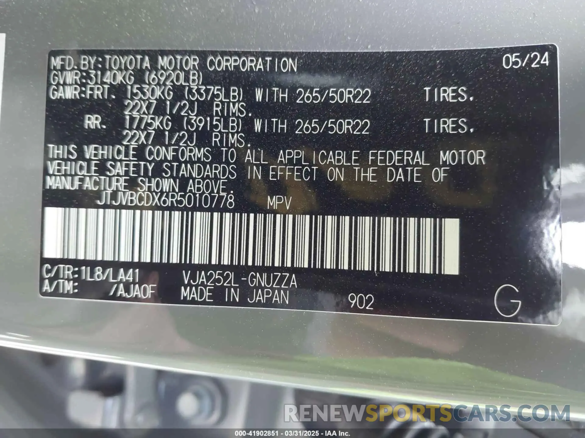 9 Photograph of a damaged car JTJVBCDX6R5010778 LEXUS GX 550 2024