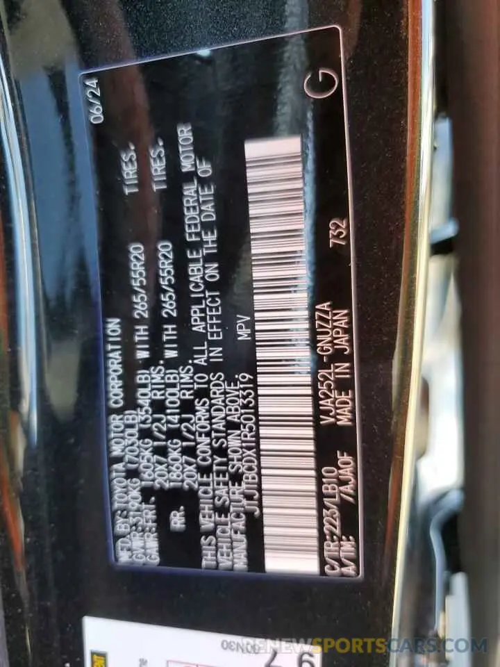 13 Photograph of a damaged car JTJTBCDX1R5013319 LEXUS GX 550 PRE 2024