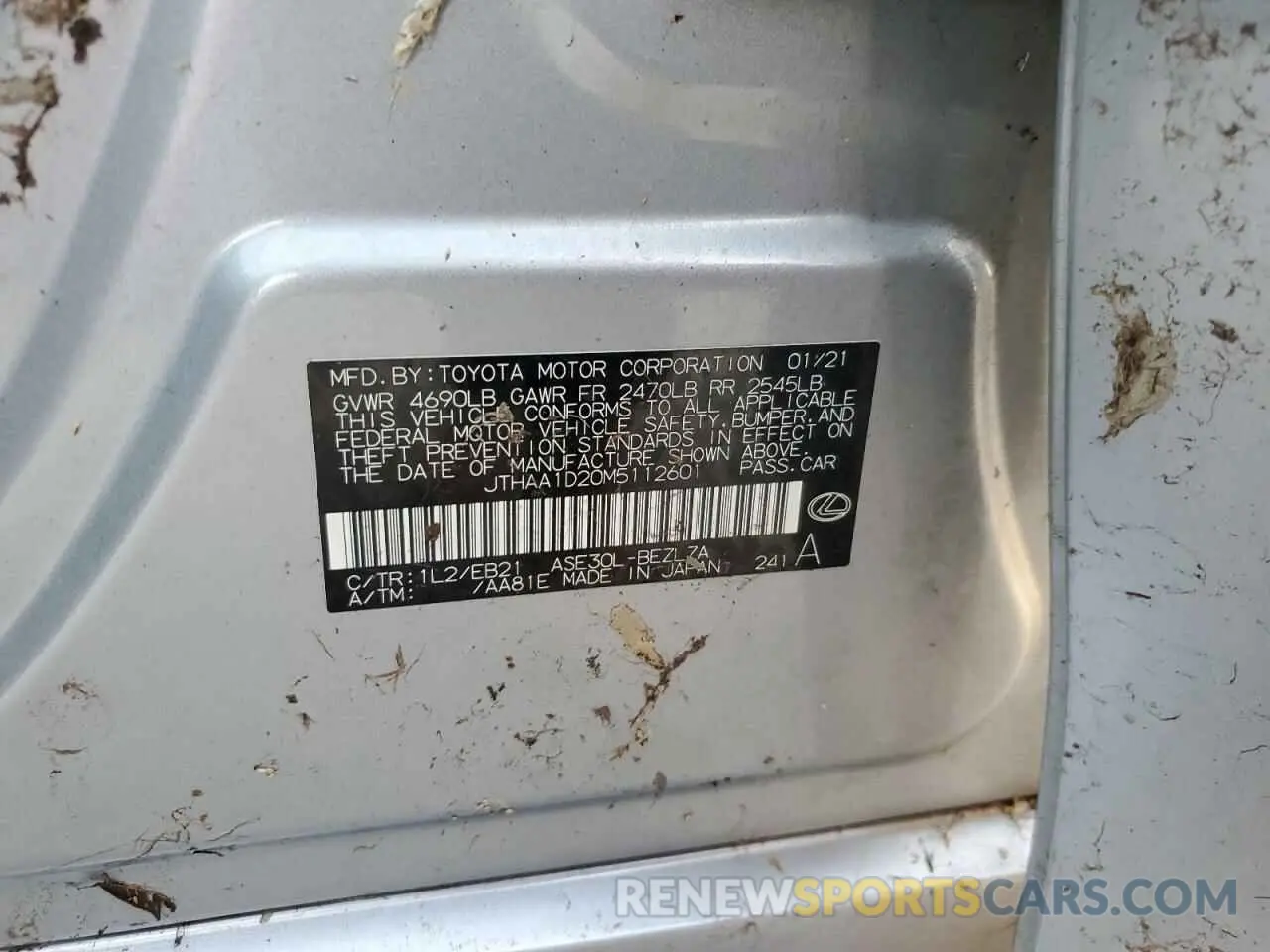 13 Photograph of a damaged car JTHAA1D20M5112601 LEXUS IS 2021
