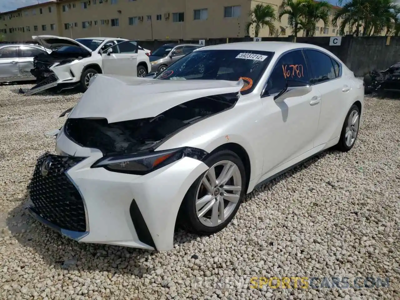 2 Photograph of a damaged car JTHAA1D21M5113417 LEXUS IS 2021