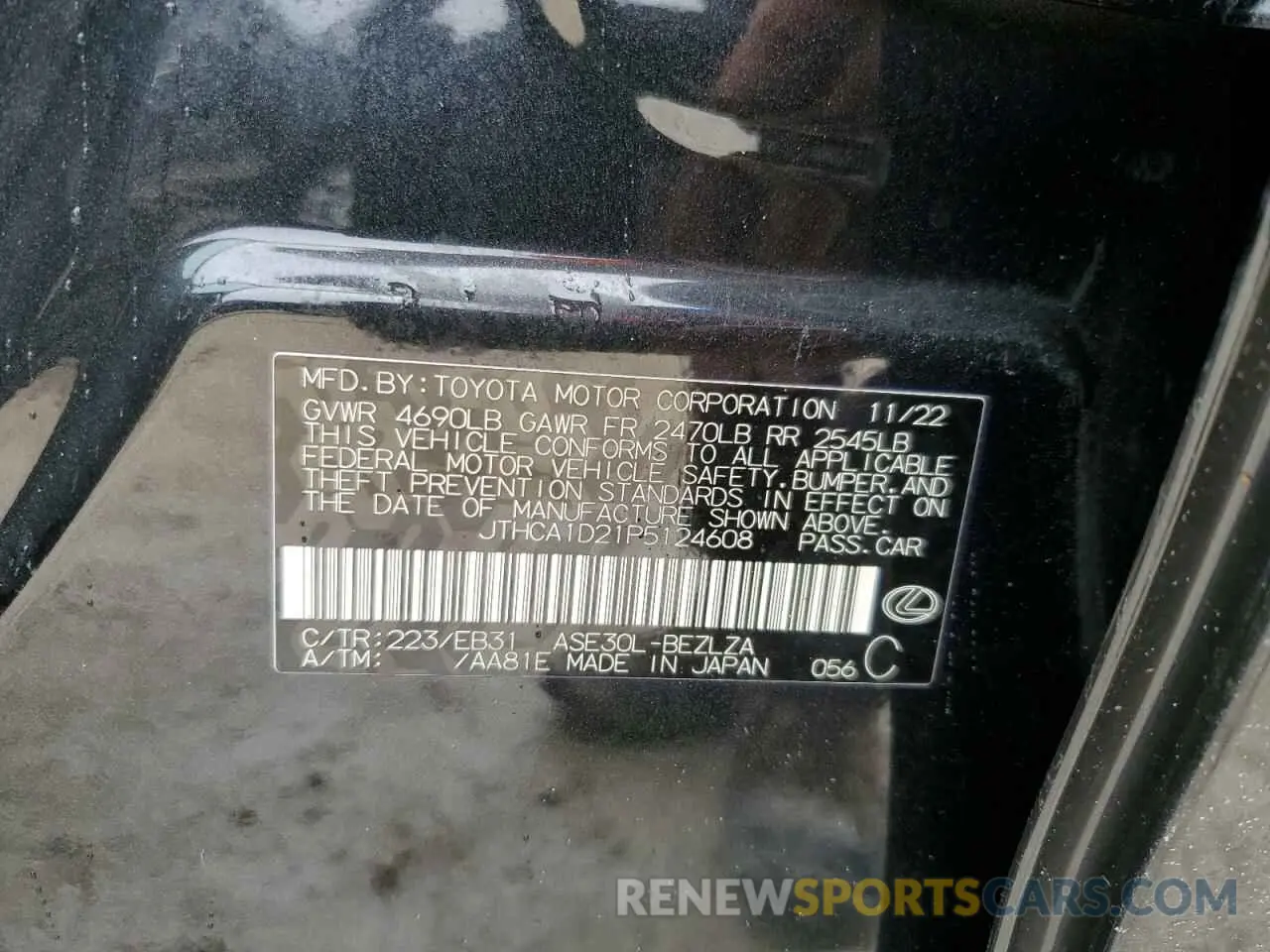 13 Photograph of a damaged car JTHCA1D21P5124608 LEXUS IS 2023
