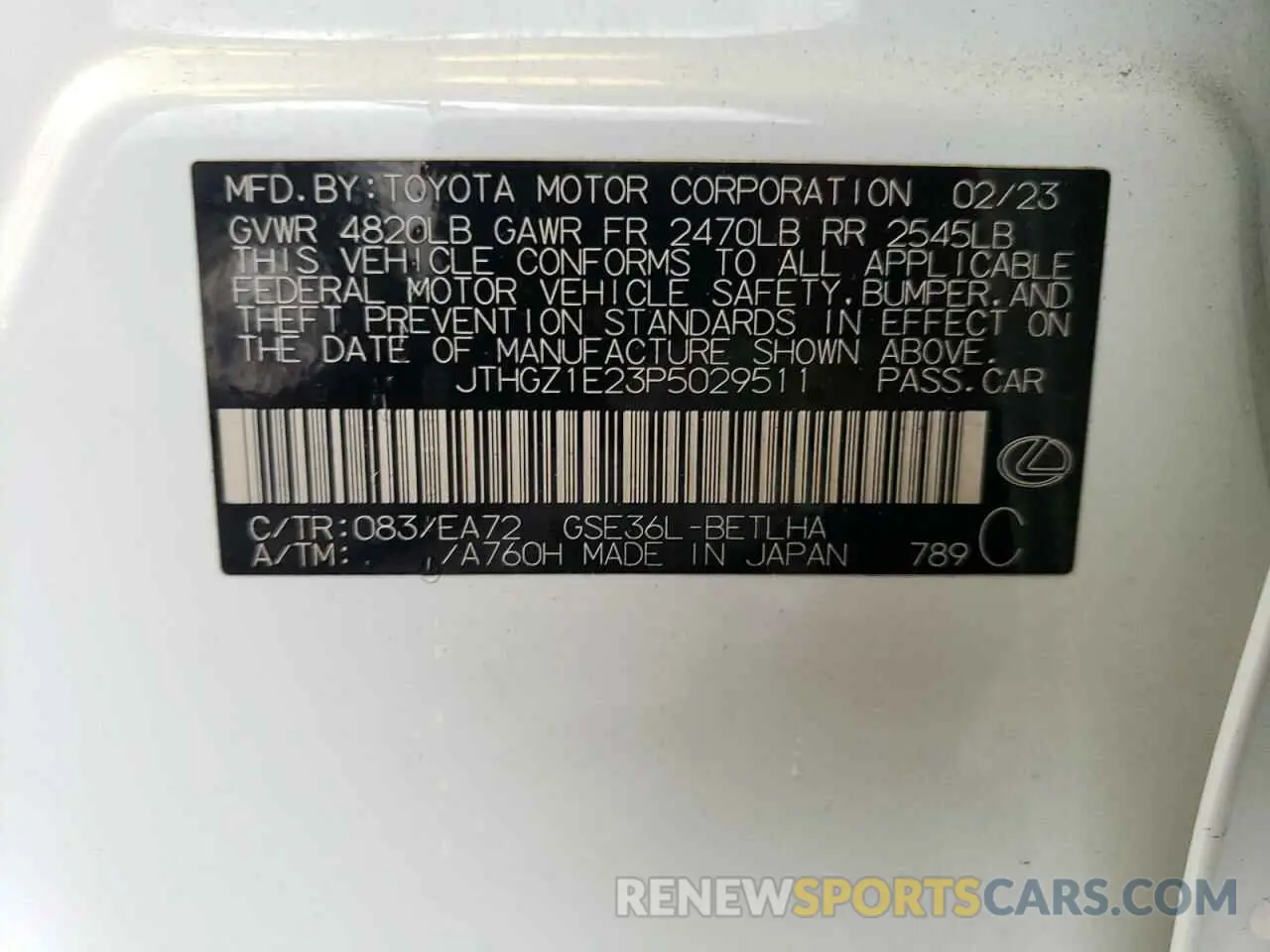 13 Photograph of a damaged car JTHGZ1E23P5029511 LEXUS IS 2023