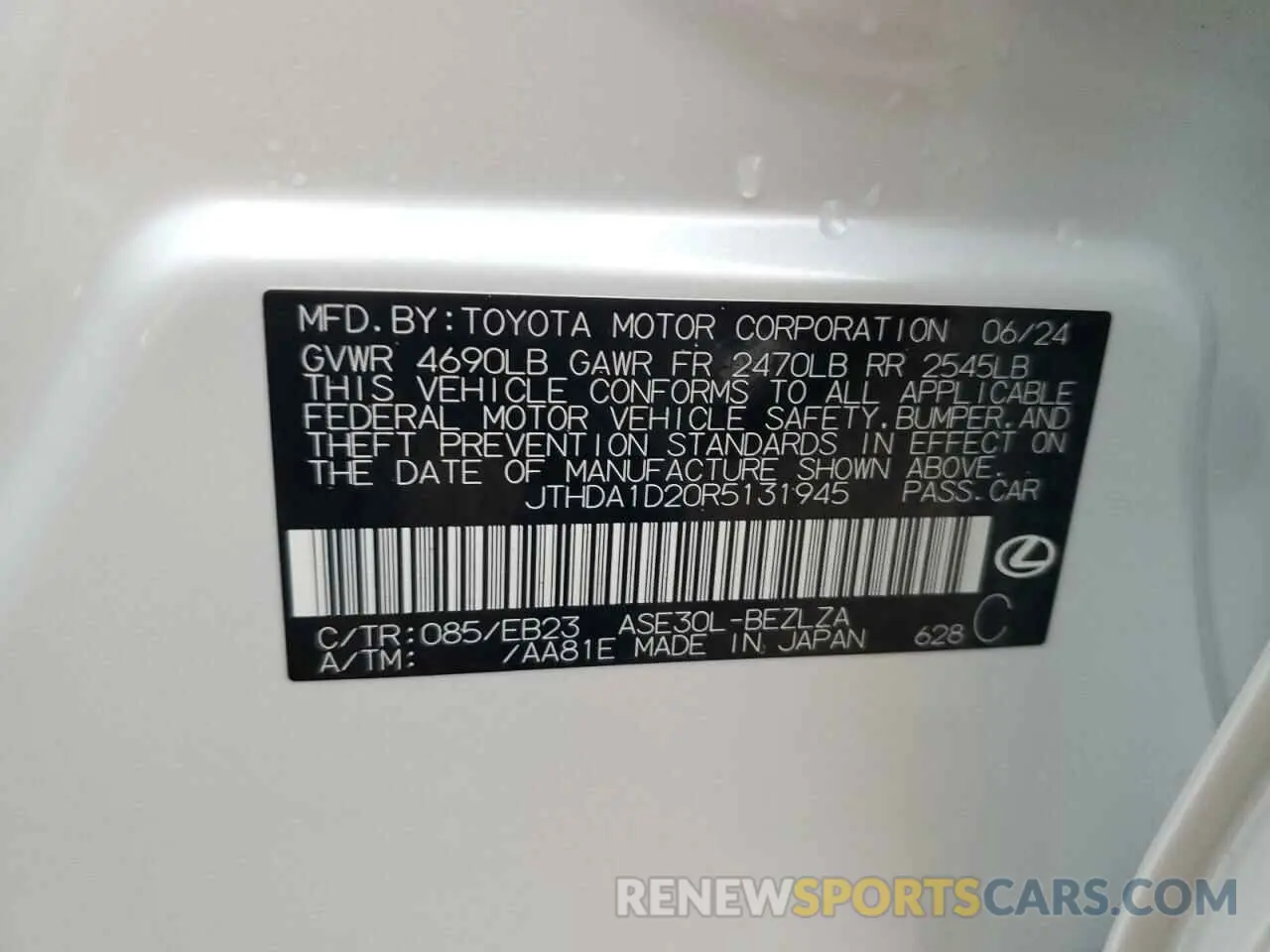 13 Photograph of a damaged car JTHDA1D20R5131945 LEXUS IS 2024