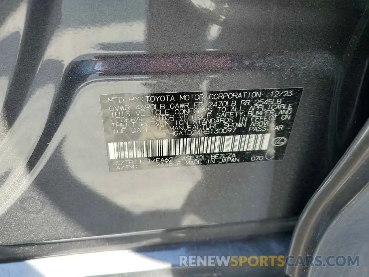 12 Photograph of a damaged car JTHGA1D24R5130097 LEXUS IS 2024
