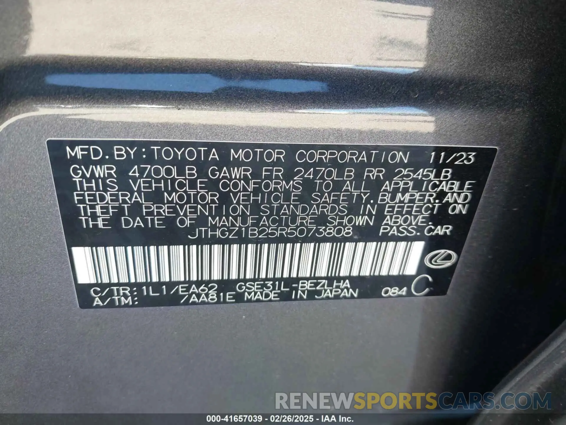 9 Photograph of a damaged car JTHGZ1B25R5073808 LEXUS IS 350 2024