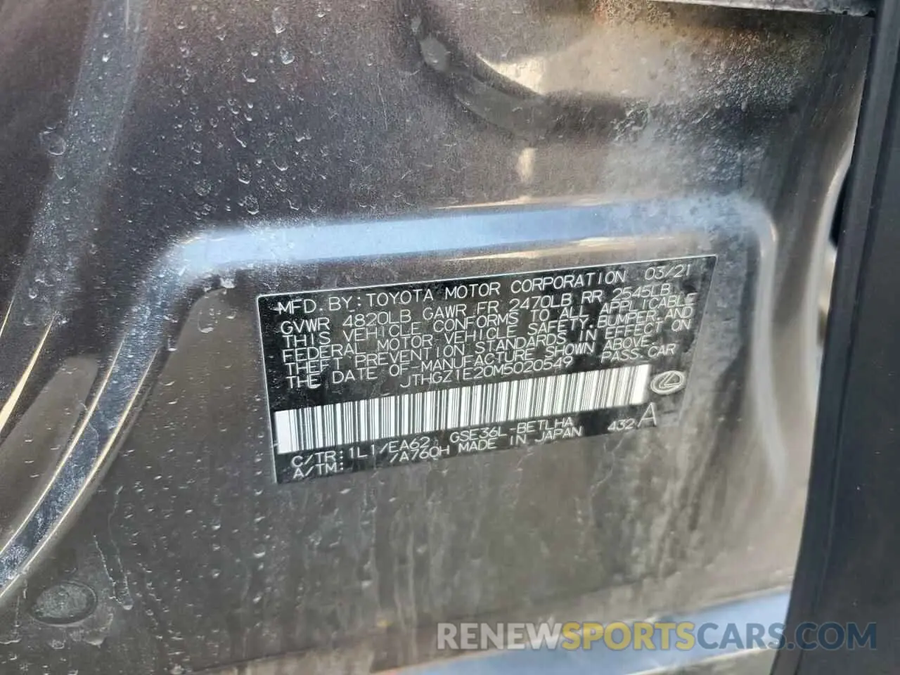 14 Photograph of a damaged car JTHGZ1E20M5020549 LEXUS IS 350 F S 2021