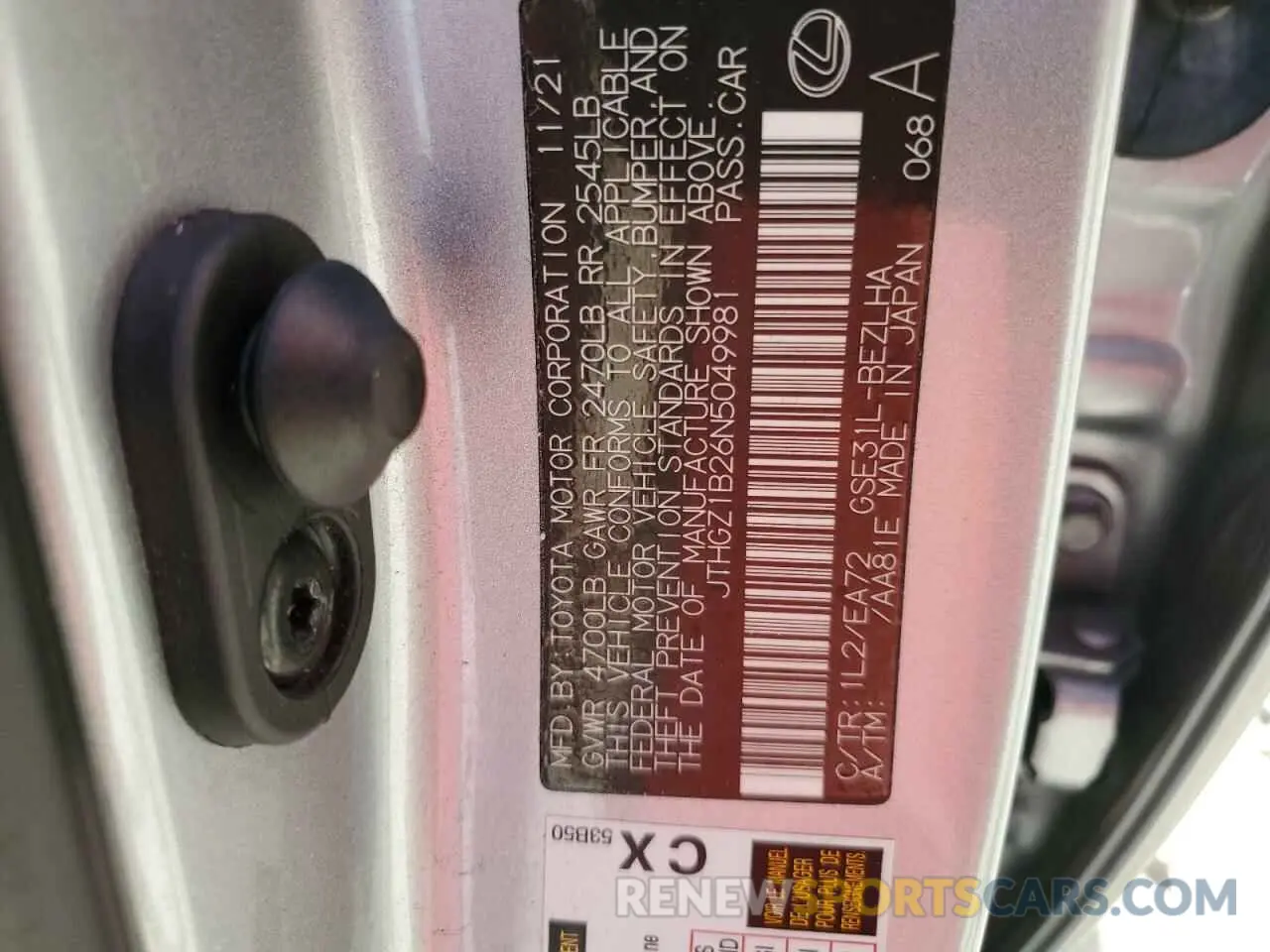 13 Photograph of a damaged car JTHGZ1B26N5049981 LEXUS IS 350 F S 2022