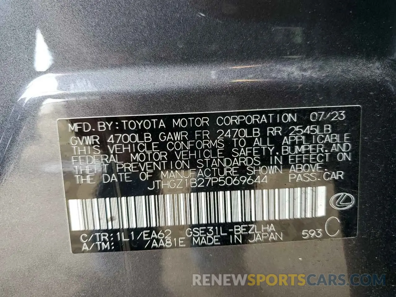 13 Photograph of a damaged car JTHGZ1B27P5069644 LEXUS IS 350 F S 2023