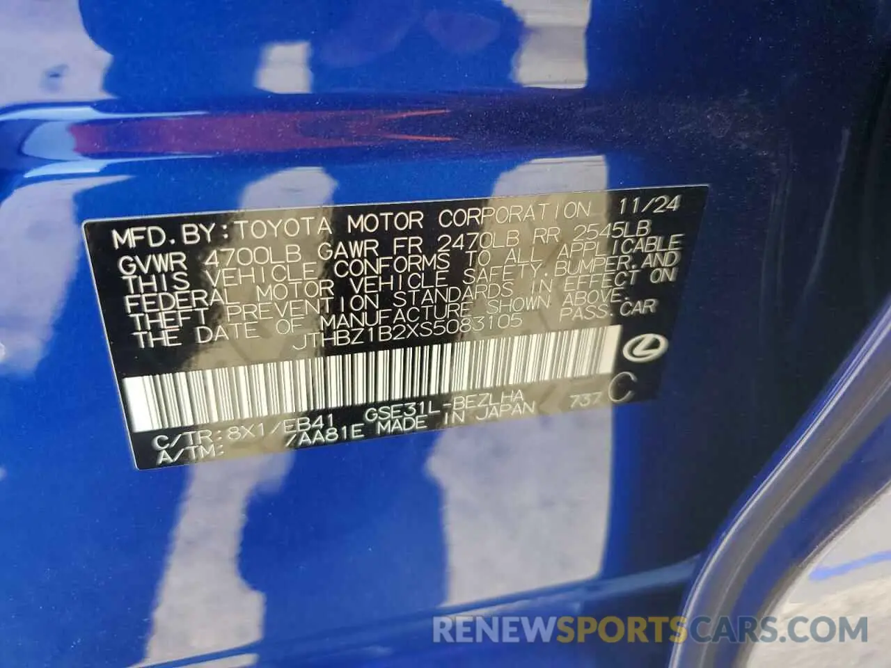 12 Photograph of a damaged car JTHBZ1B2XS5083105 LEXUS IS 350 F S 2025