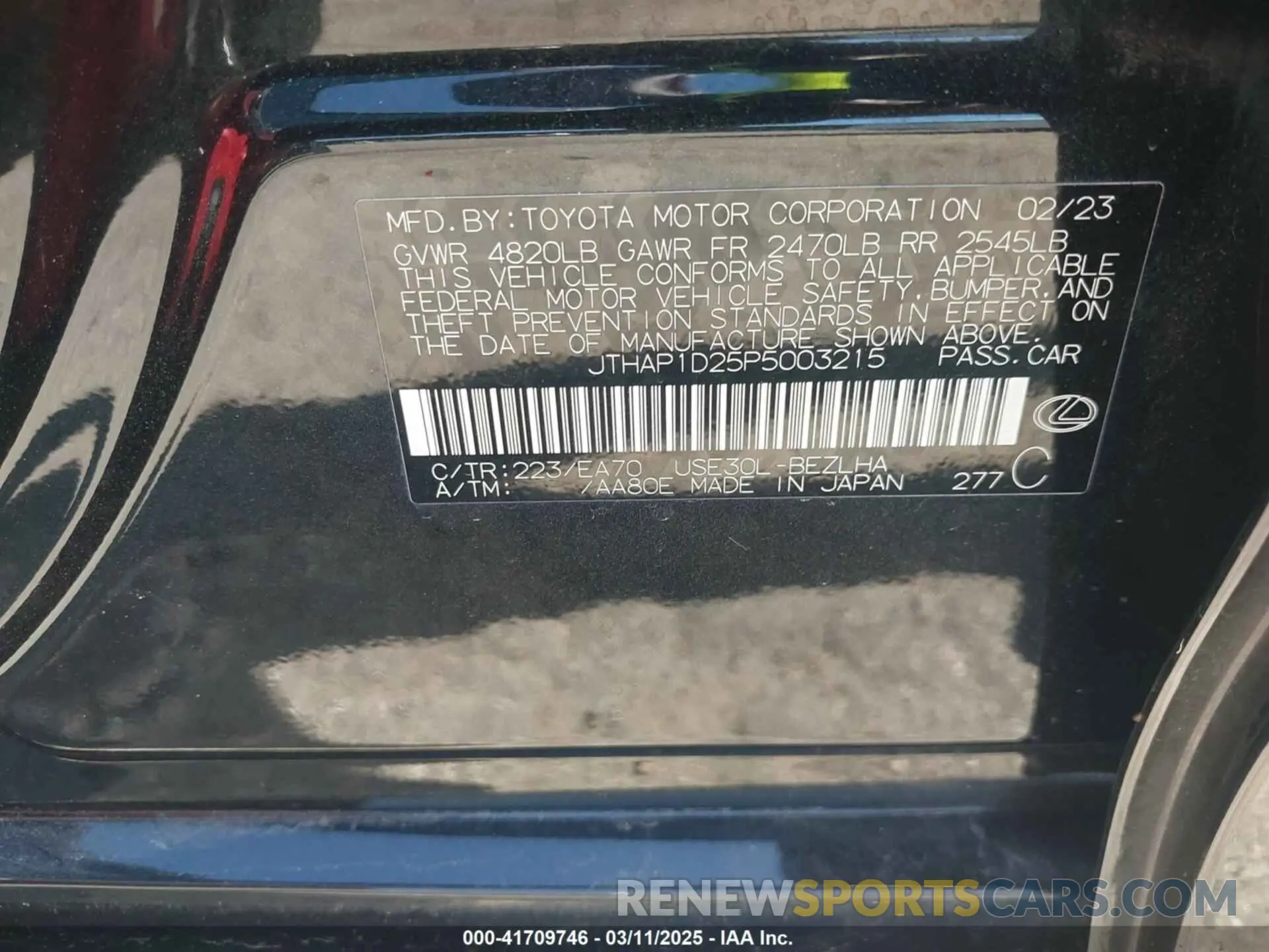 9 Photograph of a damaged car JTHAP1D25P5003215 LEXUS IS 500 2023