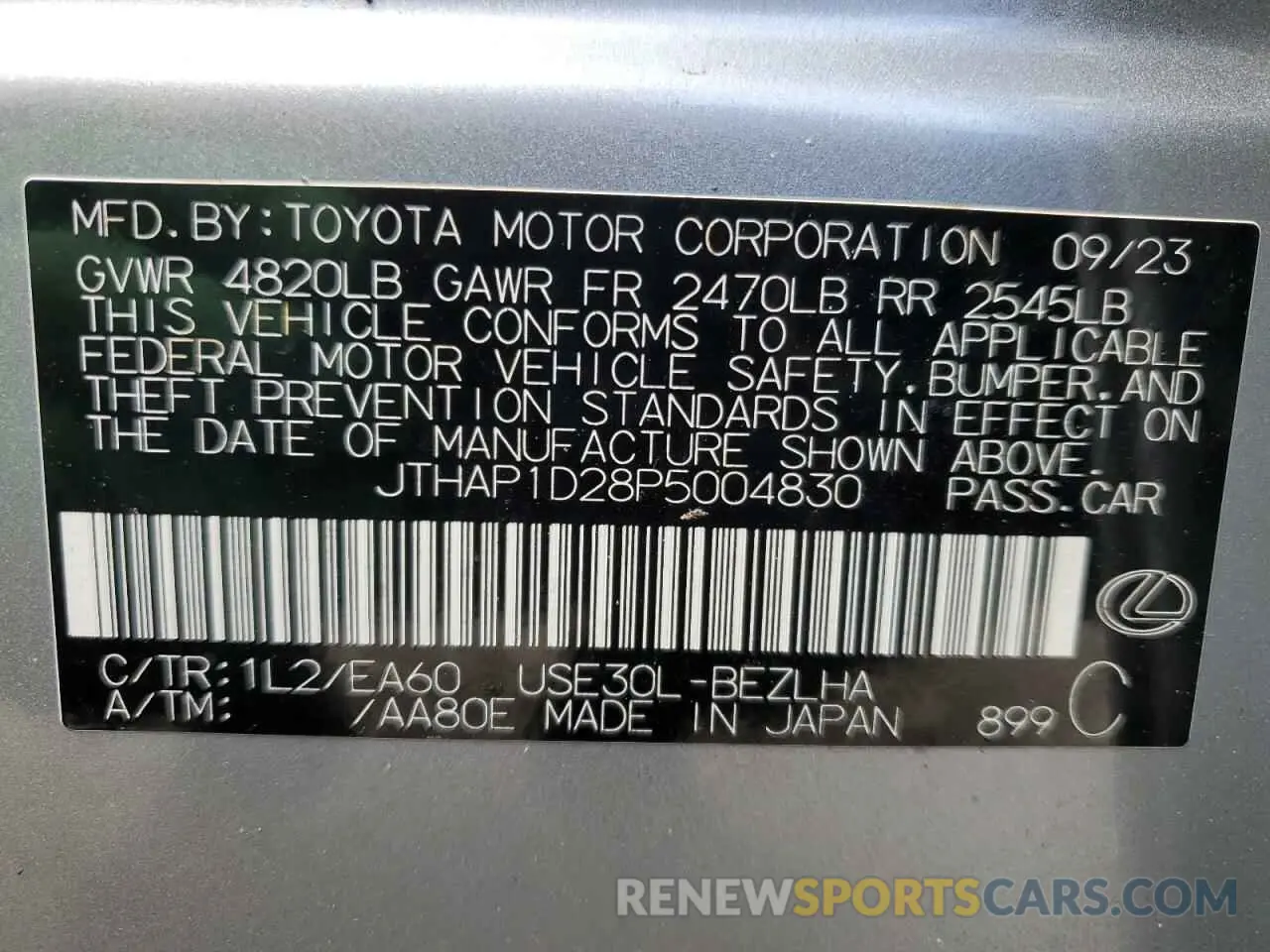 13 Photograph of a damaged car JTHAP1D28P5004830 LEXUS IS 500 F S 2023
