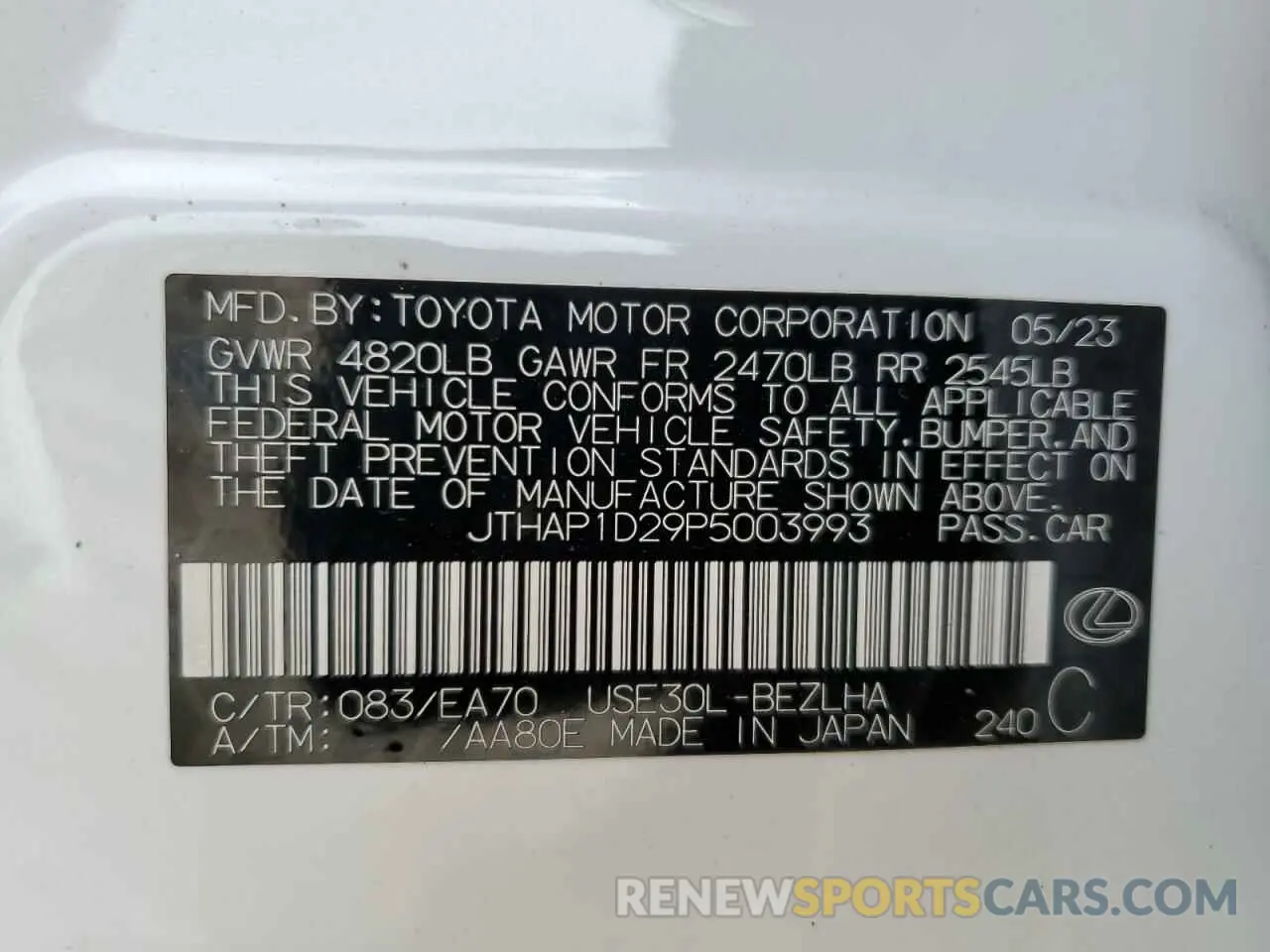 15 Photograph of a damaged car JTHAP1D29P5003993 LEXUS IS 500 F S 2023