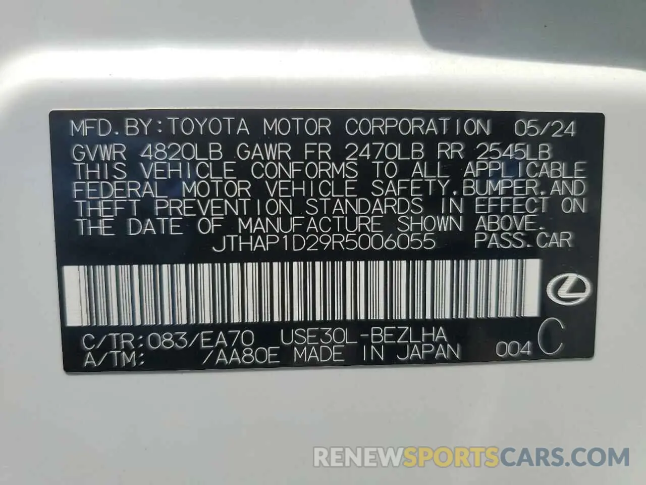 12 Photograph of a damaged car JTHAP1D29R5006055 LEXUS IS 500 F S 2024