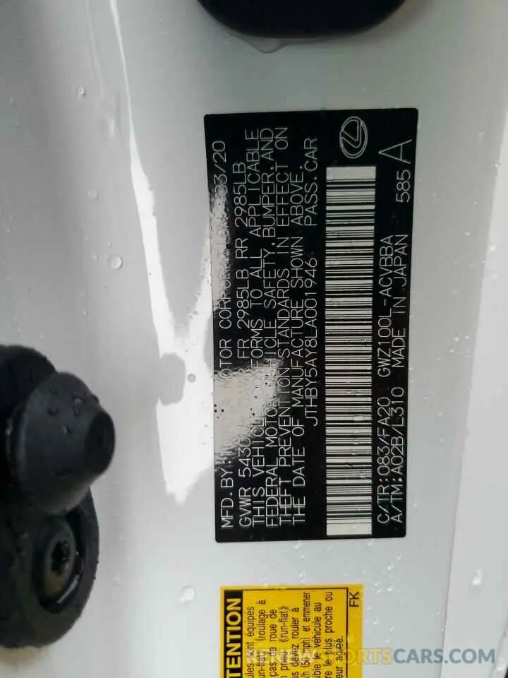 13 Photograph of a damaged car JTHBY5AY8LA001946 LEXUS LC500 2020