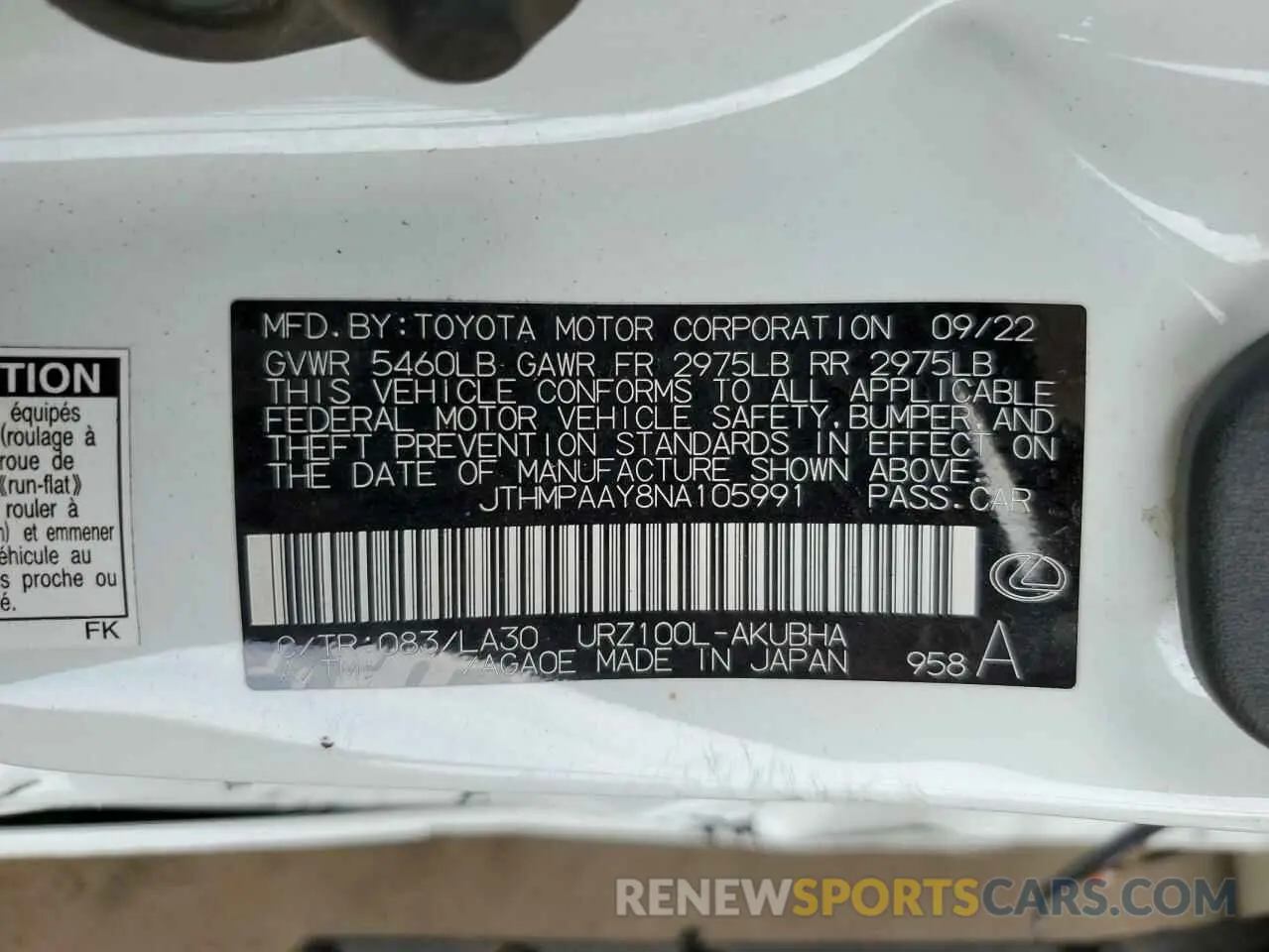 13 Photograph of a damaged car JTHMPAAY8NA105991 LEXUS LC500 2022