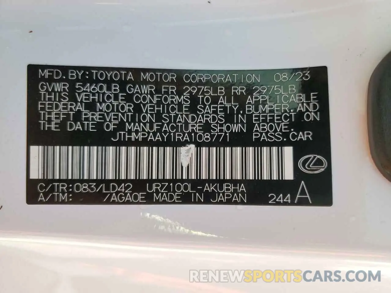 13 Photograph of a damaged car JTHMPAAY1RA108771 LEXUS LC500 2024