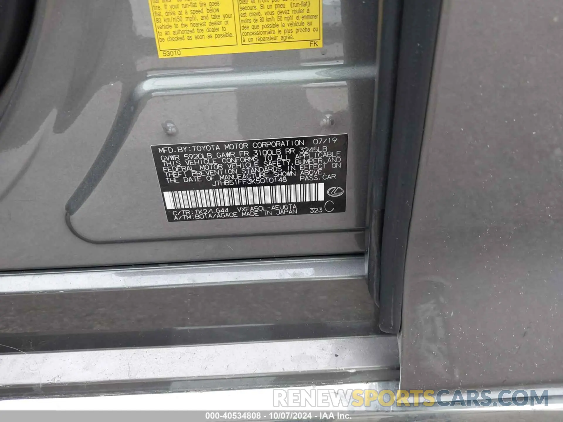 9 Photograph of a damaged car JTHB51FF3K5010148 LEXUS LS 2019