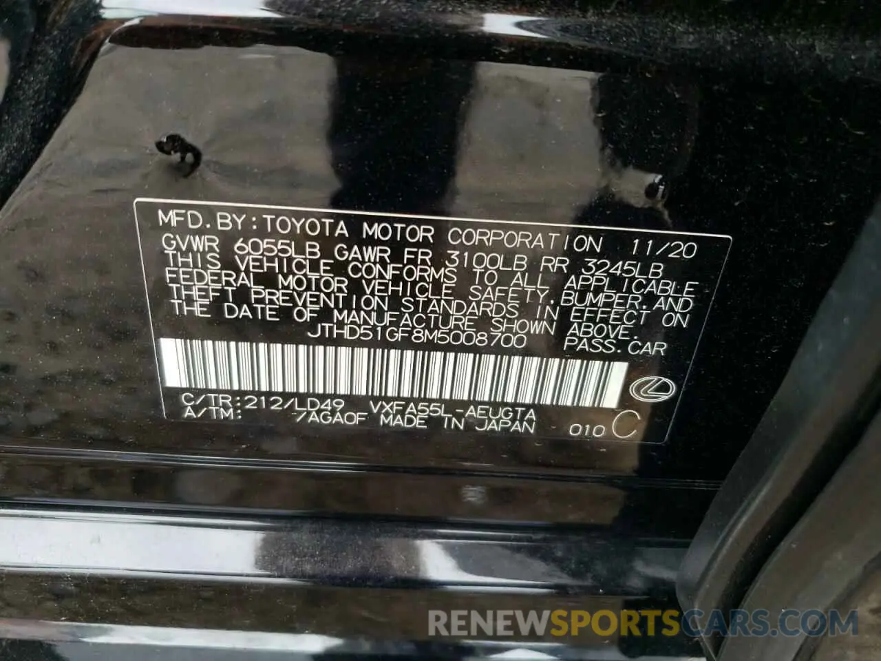 12 Photograph of a damaged car JTHD51GF8M5008700 LEXUS LS500 2021