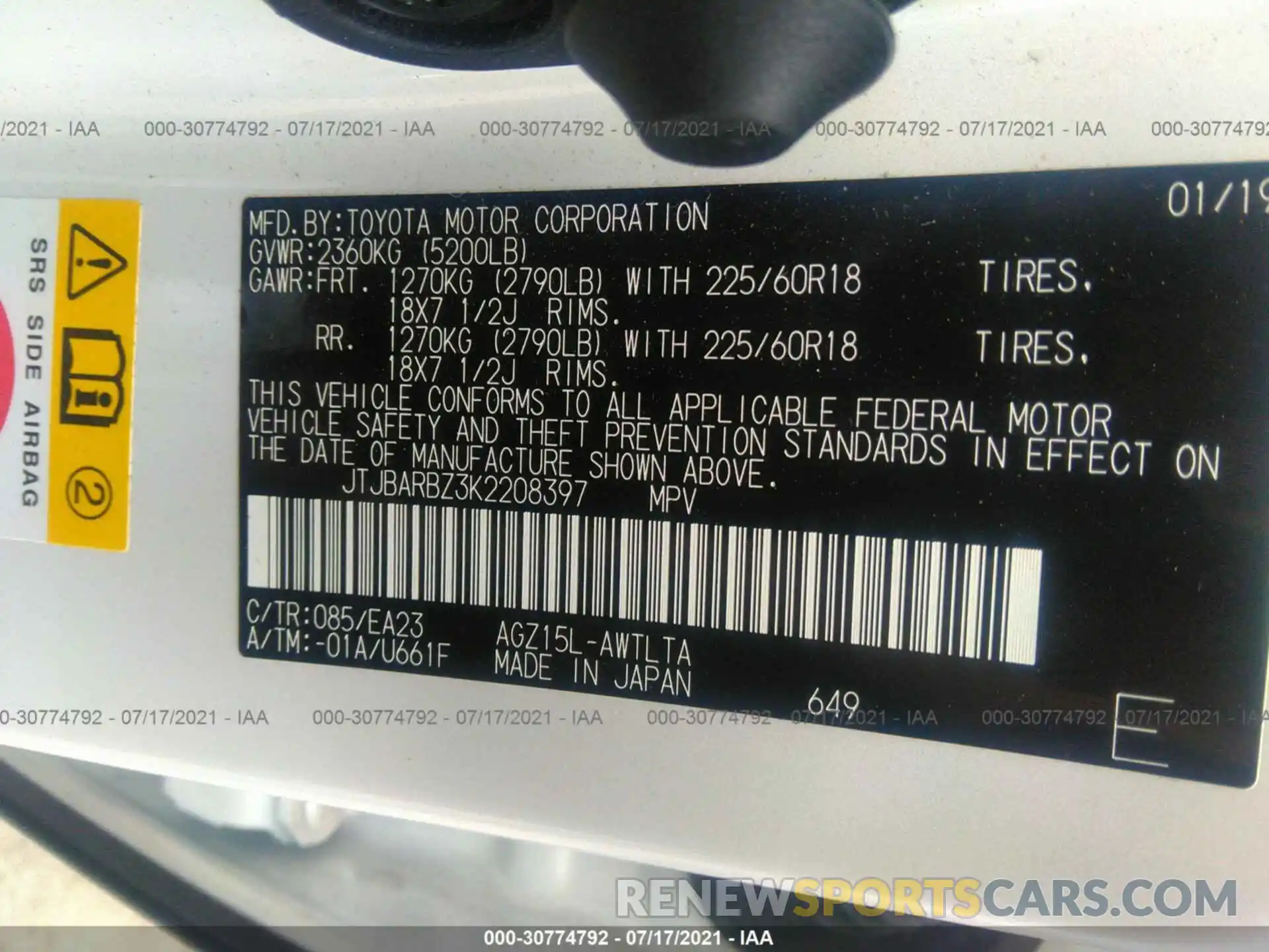 9 Photograph of a damaged car JTJBARBZ3K2208397 LEXUS NX 2019